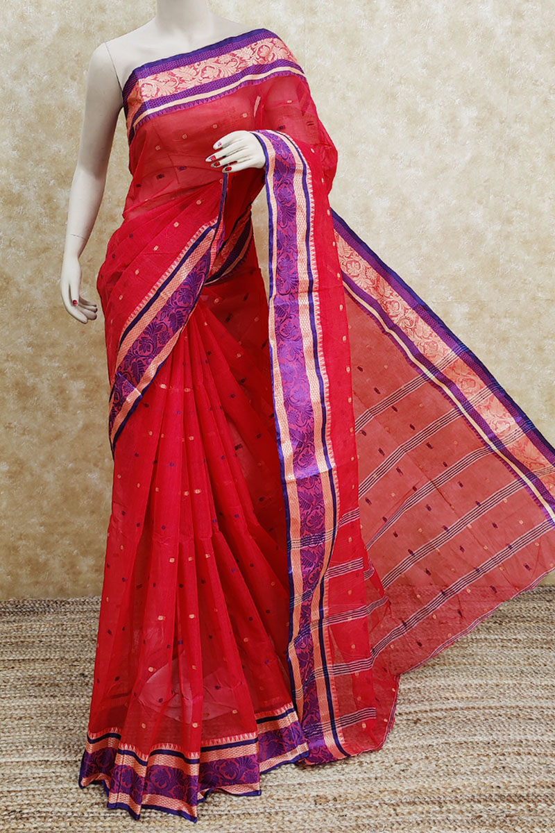 Gajri Colour Bengoal Handloom Cotton Saree (without Blouse) Mc252013